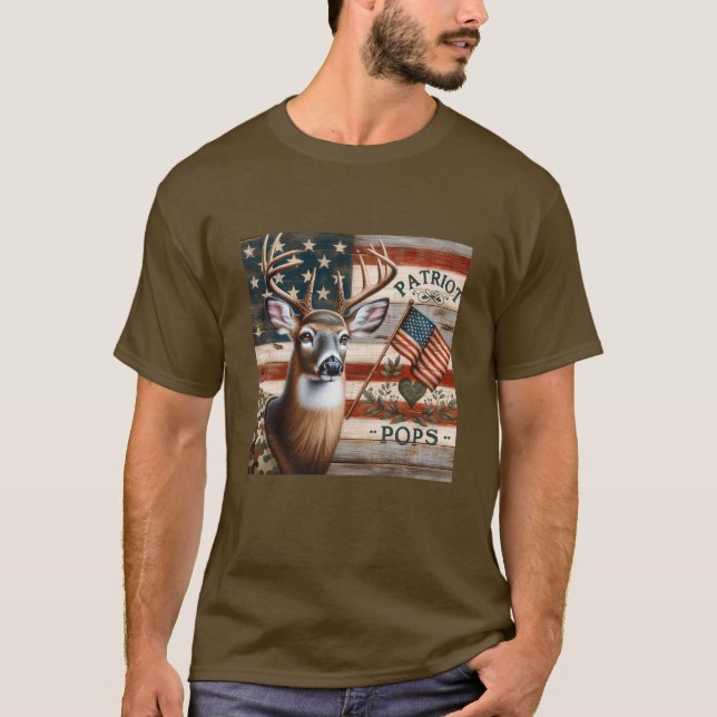 T-shirt Drapeau Rustique Américain "Patriot Pops" Chasse (Devant)