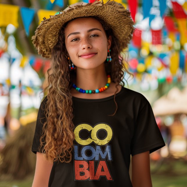 T-shirt Drapeau rustique de Colombie (colombia rustic flag latina shirt)