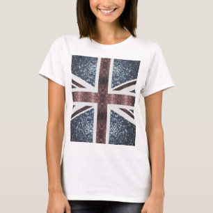 T-shirt Drapeau rustique UK rouge bleu étincelants parties