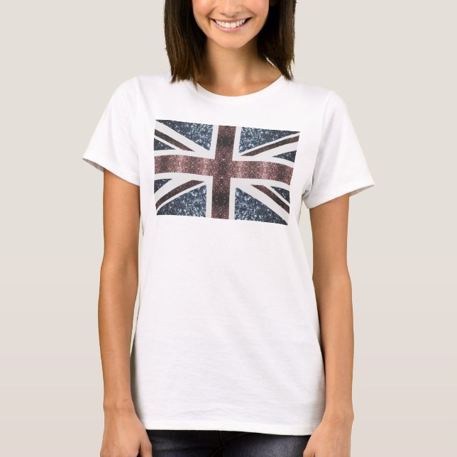 T-shirt Drapeau rustique UK rouge bleu étincelants parties (Devant)