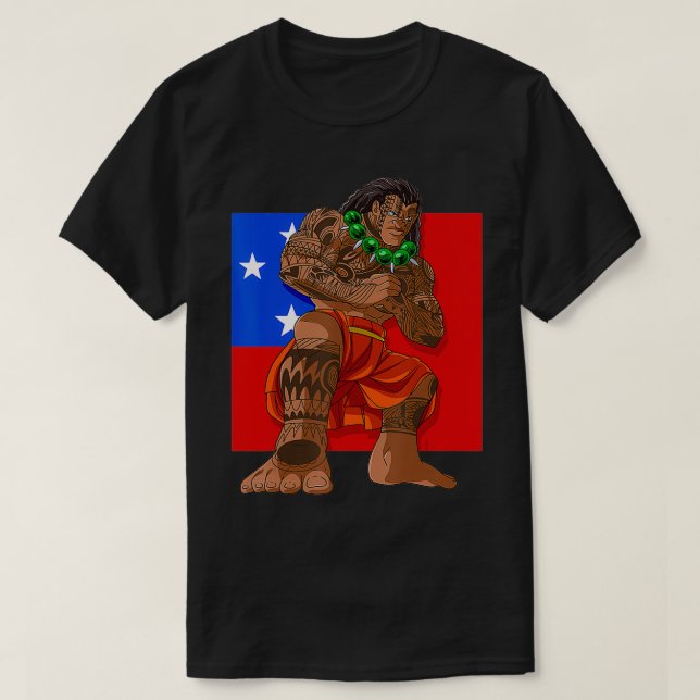 T-shirt Drapeau Samoan Pride polynésienne Haka Dance Samoa (Design devant)