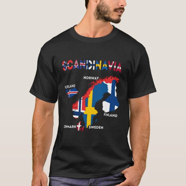 T-shirt Drapeau Scandinavie Pays nordiques Cartes Europe d (Devant)