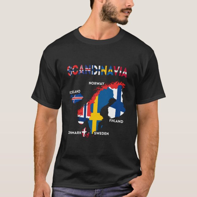 T-shirt Drapeau Scandinavie Pays nordiques Cartes Europe d (Devant)