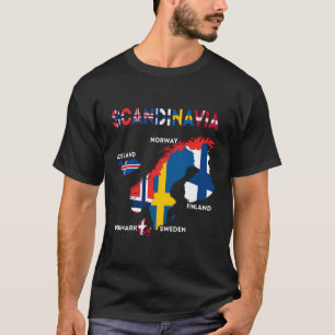 T-shirt Drapeau Scandinavie Pays nordiques Cartes Europe d