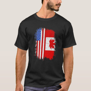 T-shirt Drapeau semi-américain des racines canadiennes Can