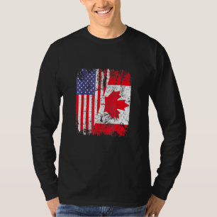 T-shirt Drapeau semi-américain des racines canadiennes Can