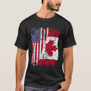 T-shirt Drapeau semi-américain des racines canadiennes Can