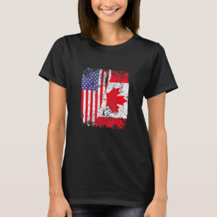 T-shirt Drapeau semi-américain des racines canadiennes Can