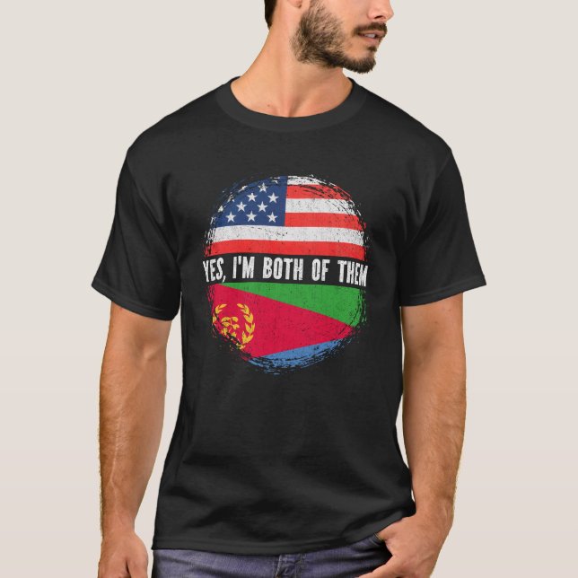 T-shirt Drapeau semi-américain Erythréen USA Erythrée (Devant)