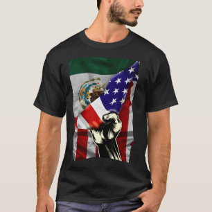 T-shirt Drapeau semi-américain Mexique RACINES USA Drapeau