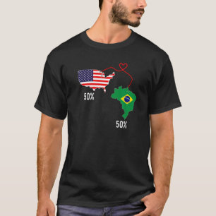 T-shirt Drapeau semi-américain moitié brésilien bra carte