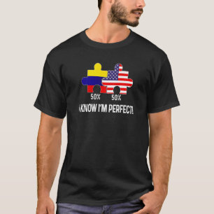 T-shirt Drapeau semi-colombien mi-américain Carte combinée