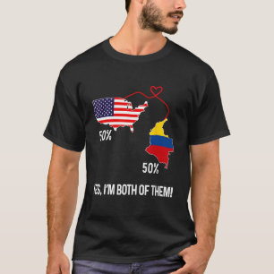 T-shirt Drapeau semi-colombien mi-américain Carte combinée