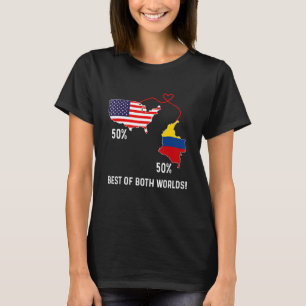 T-shirt Drapeau semi-colombien mi-américain Carte combinée