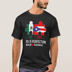 T-shirt Drapeau semi-porto-ricain mi-mexicain Race mixte P