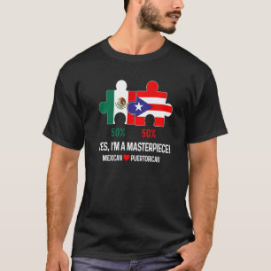 T-shirt Drapeau semi-porto-ricain mi-mexicain Race mixte P