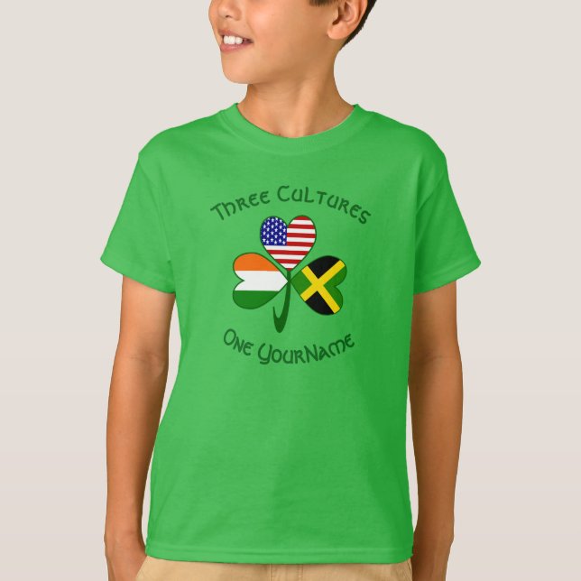T-shirt Drapeau Shamrock irlandais jamaïcain personnalisé (Devant)