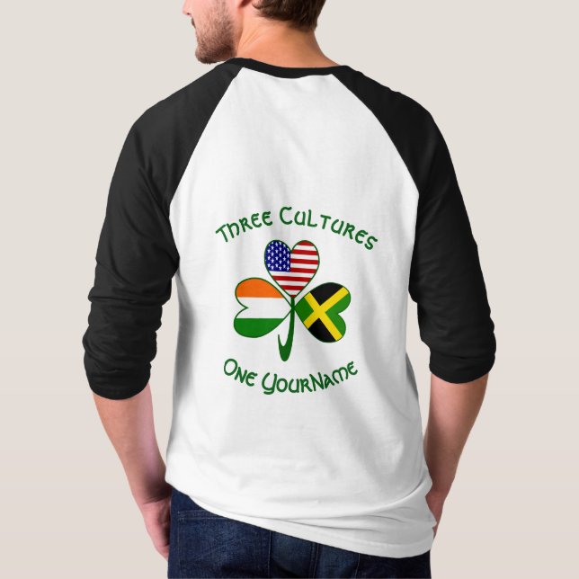 T-shirt Drapeau Shamrock irlandais jamaïcain personnalisé (Dos)