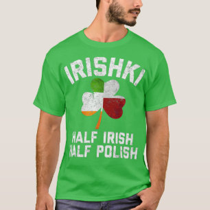 T-shirt Drapeau Shamrock irlandais mi-irlandais mi-polonai