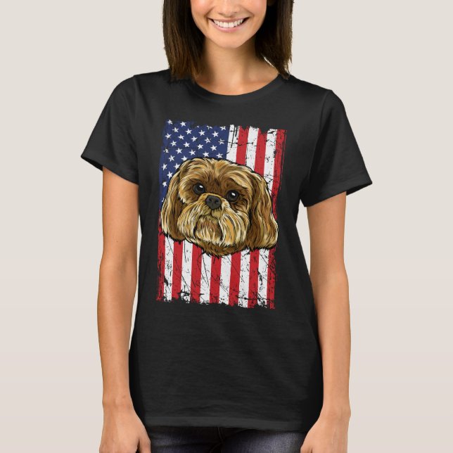 T-shirt Drapeau Shih Tzu Usa (Devant)