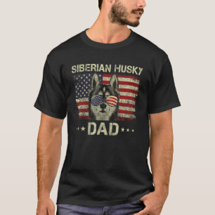 T-shirt Drapeau Sibérien Husky Papa Amoureux de les chiens