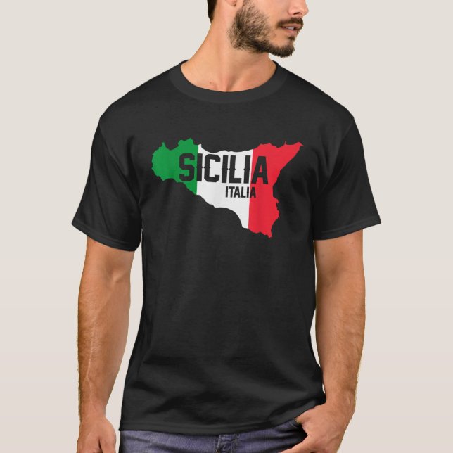 T-shirt Drapeau Sicile Palerme Italie (Devant)