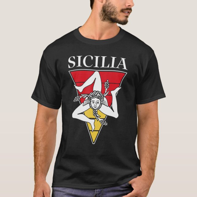T-shirt Drapeau Sicile Palerme Italie 33 (Devant)