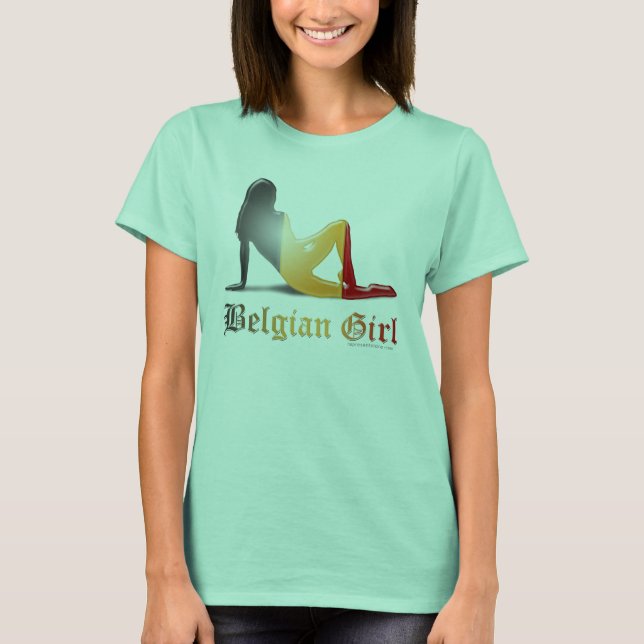 T-shirt Drapeau Silhouette de fille belge (Devant)