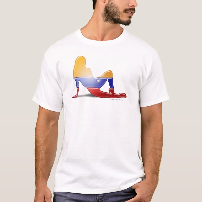 T-shirt Drapeau Silhouette pour fille colombienne (Devant)