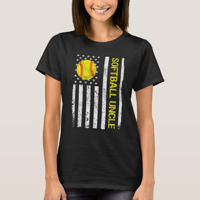 T-shirt Drapeau Softball Uncle Américain (Devant)