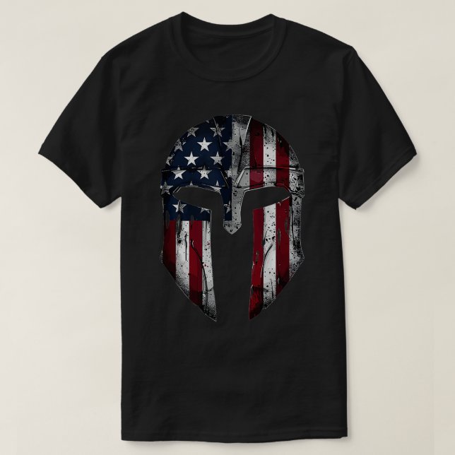 T-shirt Drapeau Spartiate américain pour Hommes Patriotiqu (Design devant)