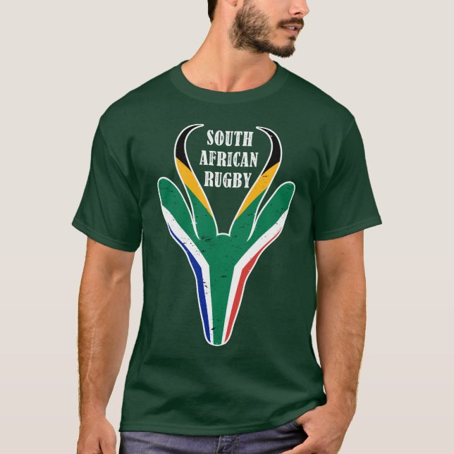 T-shirt Drapeau Springbok Face Afrique du Sud (Devant)