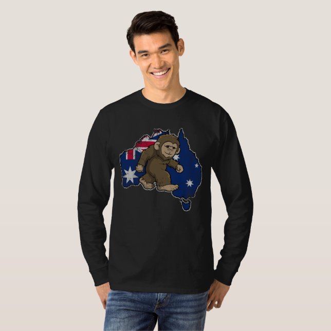 T-shirt Drapeau Squatch de Yowie Bigfoot Australie (Devant entier)