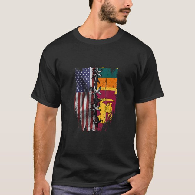 T-shirt Drapeau Sri Lanka américain cultivé (Devant)