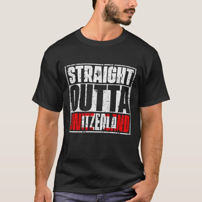 T-shirt Drapeau Stright Outta suisse (Devant)
