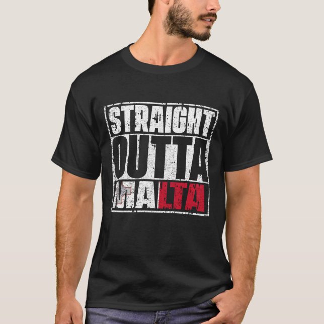 T-shirt Drapeau Strright Outta Malte (Devant)