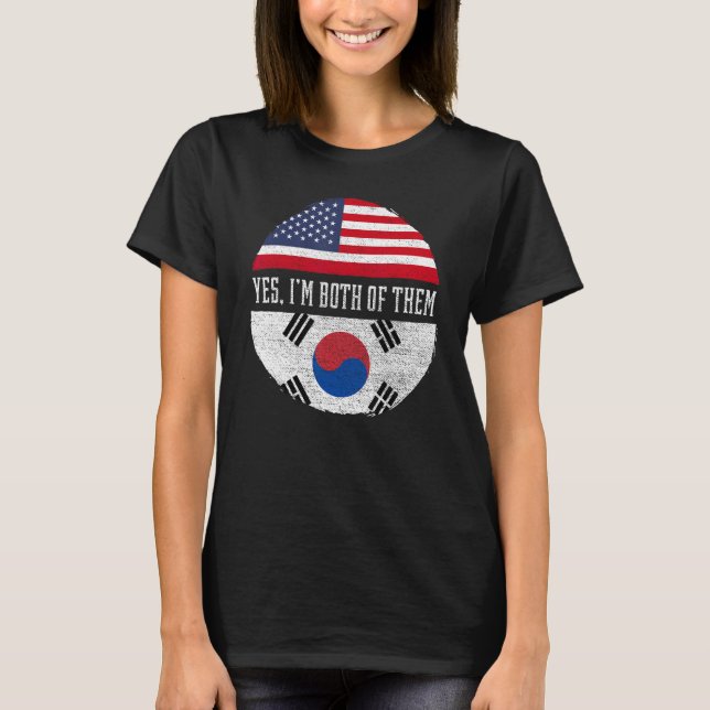 T-shirt Drapeau sud-coréen à moitié sud-coréen USA (Devant)