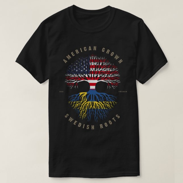 T-shirt Drapeau suédois américain cultivé racines suédoise (Design devant)