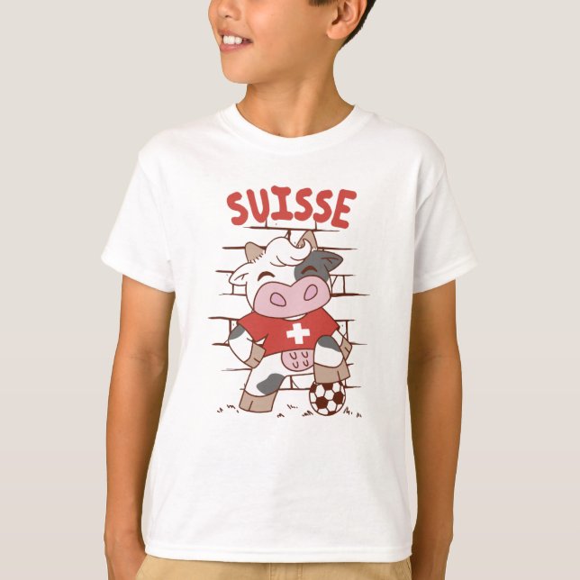 T-shirt Drapeau Suisse de football vaches (Devant)