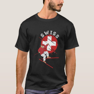 T-shirt Drapeau suisse de ski alpin Schweiz Roots Suisse