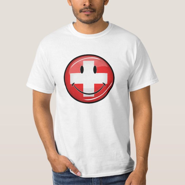 T-shirt Drapeau suisse de sourire (Devant)