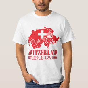 T-shirt Drapeau Suisse depuis 1291 Montagnes
