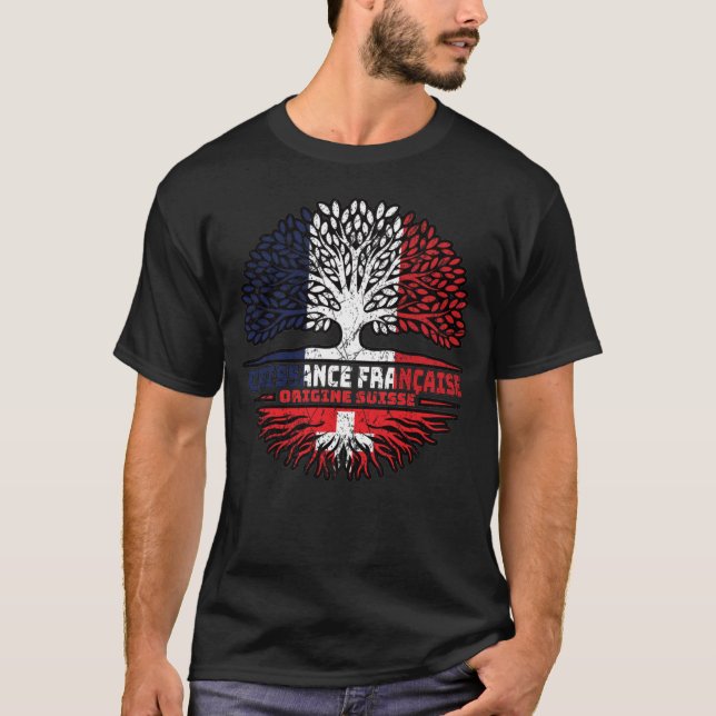 T-shirt Drapeau suisse France Arbre (Devant)