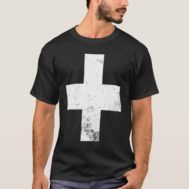 T-shirt Drapeau suisse T Suisse Drapeau de croix blanche d (Devant)