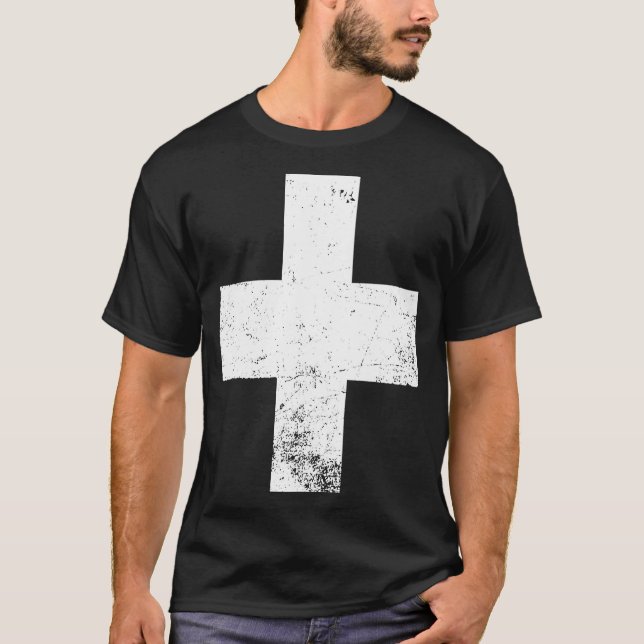 T-shirt Drapeau suisse T Suisse Drapeau de croix blanche d (Devant)
