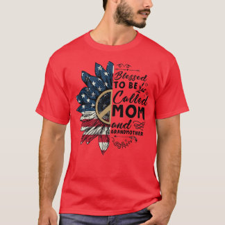 T-shirt Drapeau Sunflower USA Béni D'Être Appelé Maman Et 