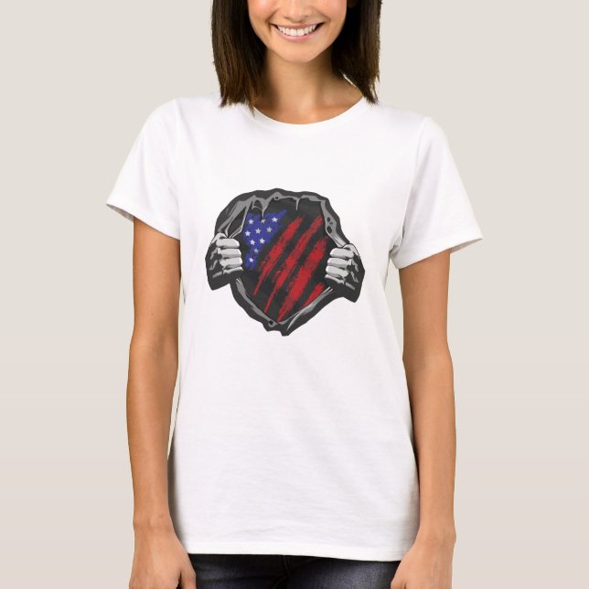 T-shirt Drapeau superhero USA (Devant)