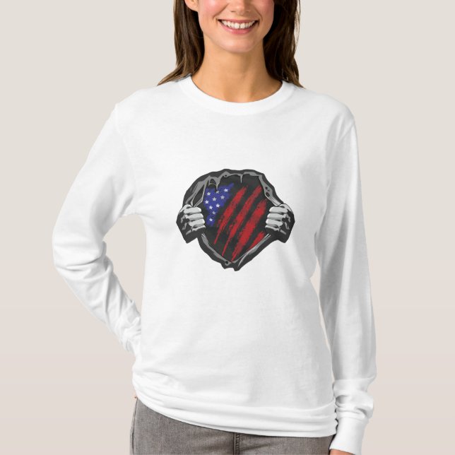 T-shirt Drapeau superhero USA (Devant)