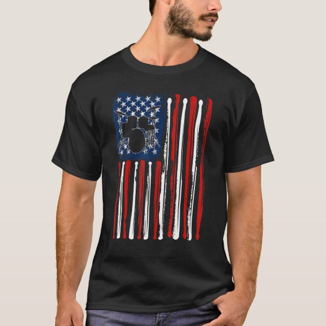 T-shirt Drapeau tambour américain Drapeau 4 juillet hommes (Devant)