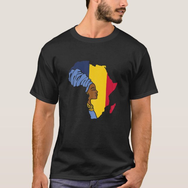 T-shirt Drapeau Tchad Tchadien Carte Afrique Patrimoine et (Devant)